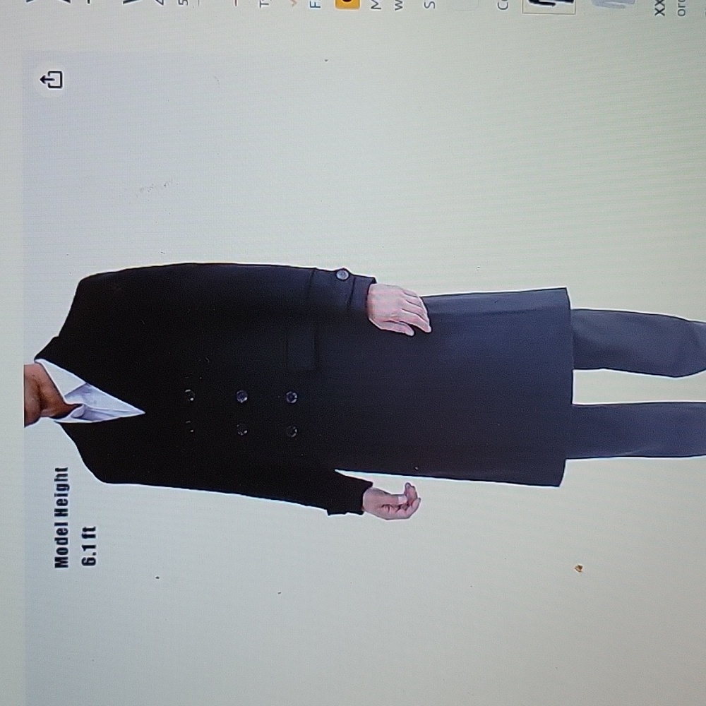 APTRO black overcoat topcoat pea coat double breasted wool trenchcoat Large NEW…